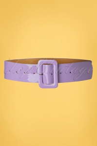 Collectif Clothing - 50s Sally Patent Plain Belt in Lilac
