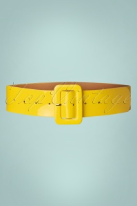 Collectif Clothing - 50s Sally Patent Plain Belt in Yellow