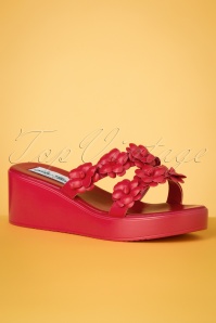 Lulu Hun - 60s Leandra Roses Wedge Sandals in Red 2