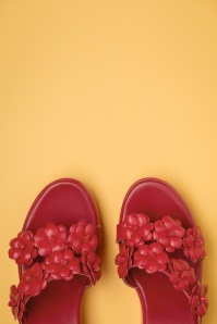 Lulu Hun - Leandra Roses Wedge Sandals Années 60 en Rouge 3
