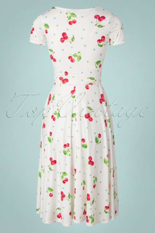 Vintage Chic for Topvintage - 50s Faith Cherry Polkadot Swing Dress in Ivory 4