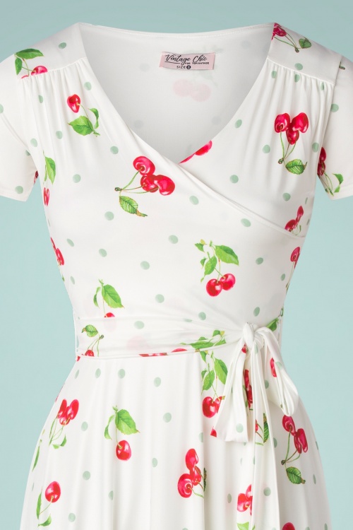 Vintage Chic for Topvintage - 50s Faith Cherry Polkadot Swing Dress in Ivory 2
