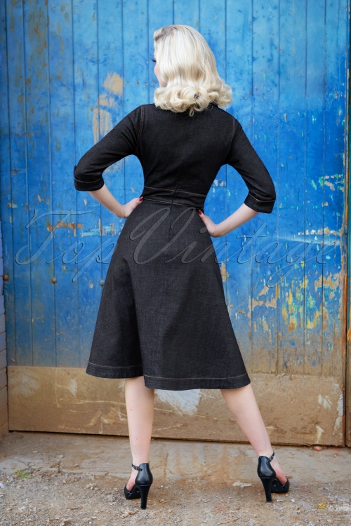 Rock-a-Booty - 50s Lauren Swing Dress in Dark Denim 3