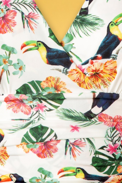 Vintage Chic 41464 Dress White Flowers Birds Multicolour 20220407 607W