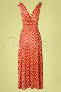 Vintage Chic for Topvintage - Grecian geo maxi jurk in oranje 4