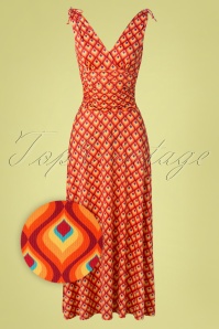Vintage Chic for Topvintage - Robe Maxi Grecian Geo Années 70 en Orange