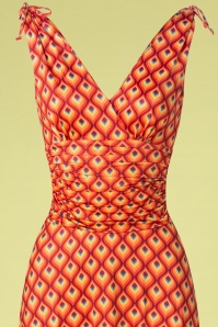 Vintage Chic for Topvintage - Grecian geo maxi jurk in oranje 2