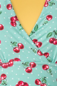 Vintage Chic for Topvintage - Yolanda Polkadot und Cherry Neckholder Kleid in Mint 4