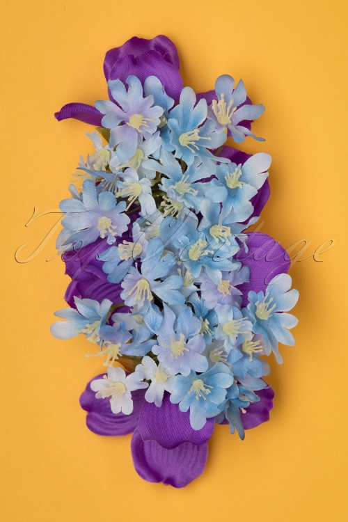 Collectif Clothing - Yvonne Hairflower Années 50 en Bleu et Violet