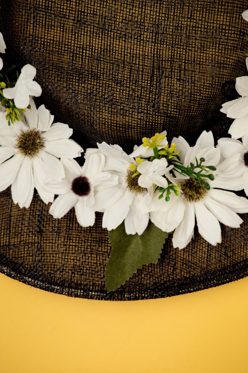 Collectif Clothing - Susan Flower Hat Années 50 en Noir 4