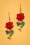 50s Rosie Rosette Earrings Années 50 en Rouge et Vert