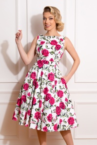 Classic 50's Vintage Style Hearts and Roses Rockabilly Jive Swing Dress New 8-18 