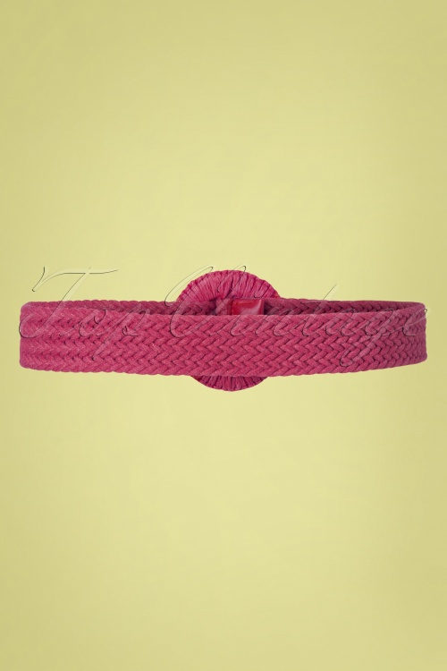 Collectif Clothing - 60s Annie Belt in Magenta Pink 2
