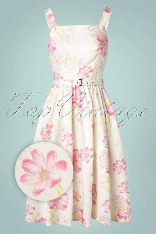 Hearts & Roses - 50s Femmy Floral Swing Dress in White