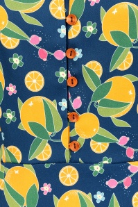 Bright and Beautiful - Demmi Orange Bloom Dress Années 70 en Bleu 4