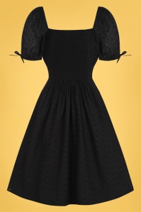 Collectif Clothing - 50s Isla Broderie Anglaise Swing Dress in Black 4