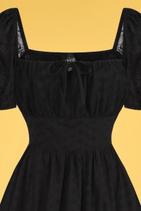 Collectif Clothing - 50s Isla Broderie Anglaise Swing Dress in Black 3