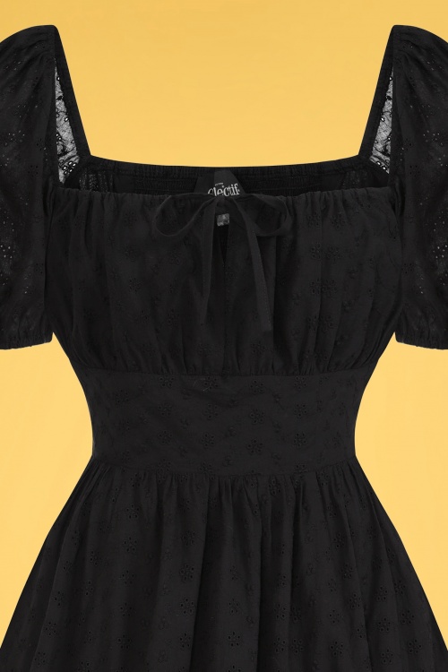 Collectif Clothing - 50s Isla Broderie Anglaise Swing Dress in Black 3