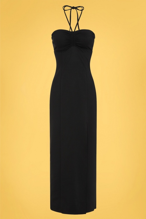 Collectif Clothing - Angelina Maxi Dress Années 50 en Noir