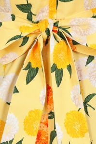 Collectif Clothing - Frances bloemen swingjurk in zonnig geel 4