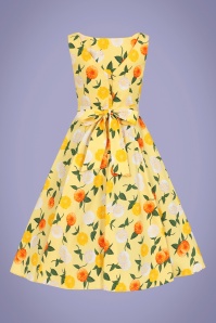 Collectif Clothing - Frances Floral Swing Dress Années 50 en Jaune Soleil 2