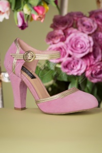 Lola Ramona ♥ Topvintage - 50s June In Bloom Pumps in Dusty Rose and White Gold 2