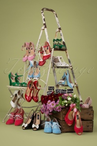 Lola Ramona ♥ Topvintage - 50s June In Bloom Pumps in Dusty Rose and White Gold 7