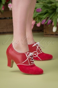 Lola Ramona ♥ Topvintage - 50s Ava La Vie en Rose Shoe Booties in Red Rose and Cream 4