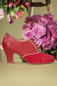 Lola Ramona ♥ Topvintage - 50s Ava La Vie en Rose Shoe Booties in Red Rose and Cream 5