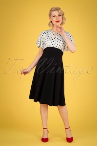 Vintage Chic for Topvintage - 50s Nina Polkadot Swing Dress in Black and Ivory 6