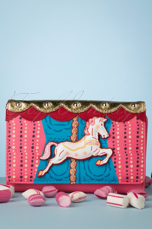 Vendula - 50s Heritage Edwardian Pier Carousel Small Wallet in Pink