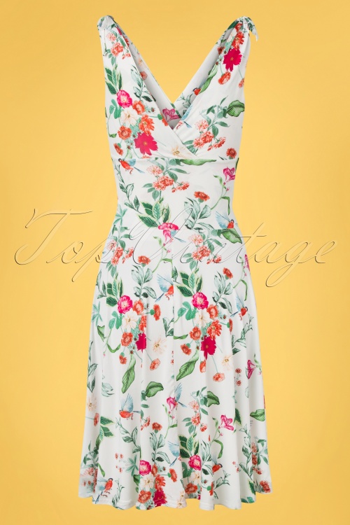 Vintage Chic for Topvintage - 50s Grecian Floral Bird Dress in Ivory 2