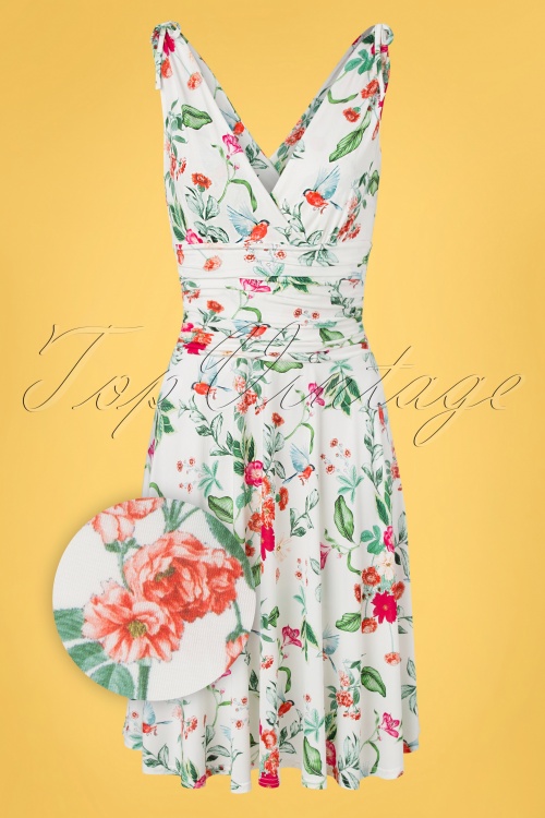 Vintage Chic for Topvintage - Grecian Floral Dress Années 50 en Blanc