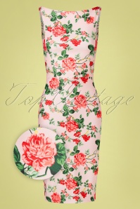 Vintage Chic for Topvintage - Cyenna Roses Pencil Dress Années 50 en Rose