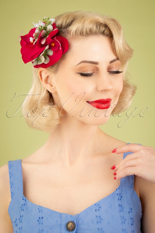 Collectif Clothing - Miranda Hairflower Années 50 en Rouge