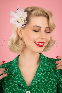 Collectif Clothing - 50s Aaliyah Orchid Hairflower in White