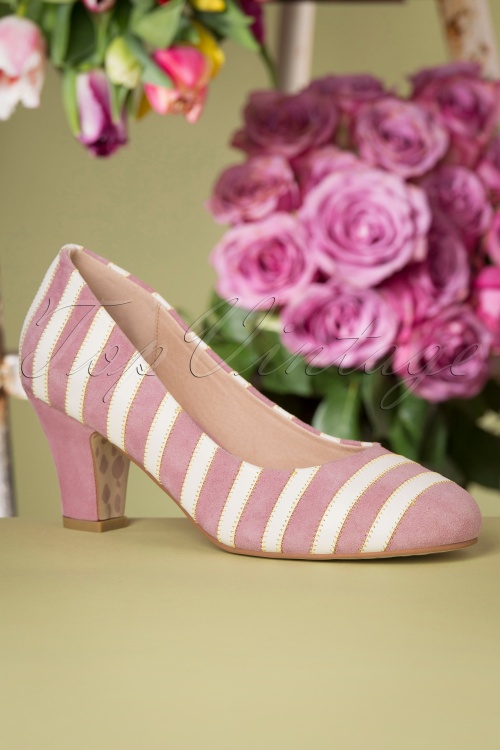 Lola Ramona ♥ Topvintage - 50s Ava Flaneur Pumps in Dusty Rose and Cream 2