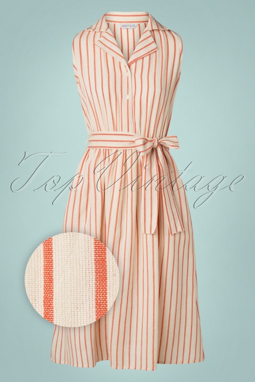 Compania Fantastica - Sita Stripes Swing Kleid in Sand