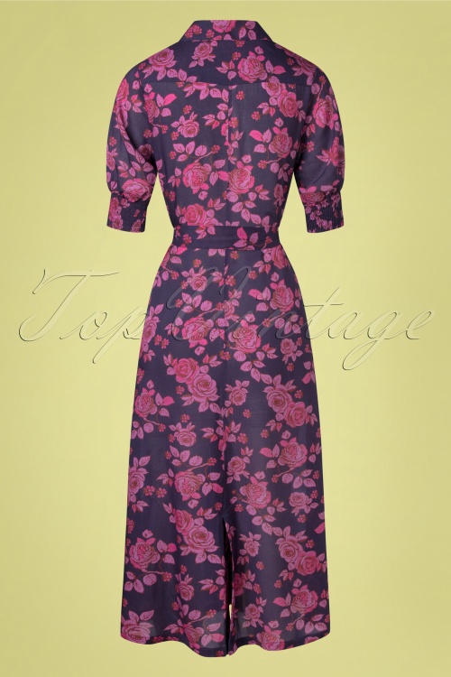 Tante Betsy - 60s Gemmi Mono Rose Maxi Dress in Purple 3