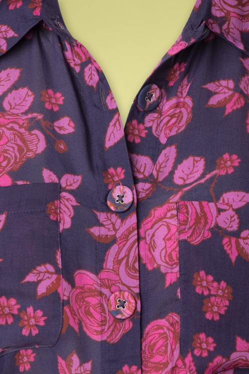 Tante Betsy - 60s Gemmi Mono Rose Maxi Dress in Purple 4