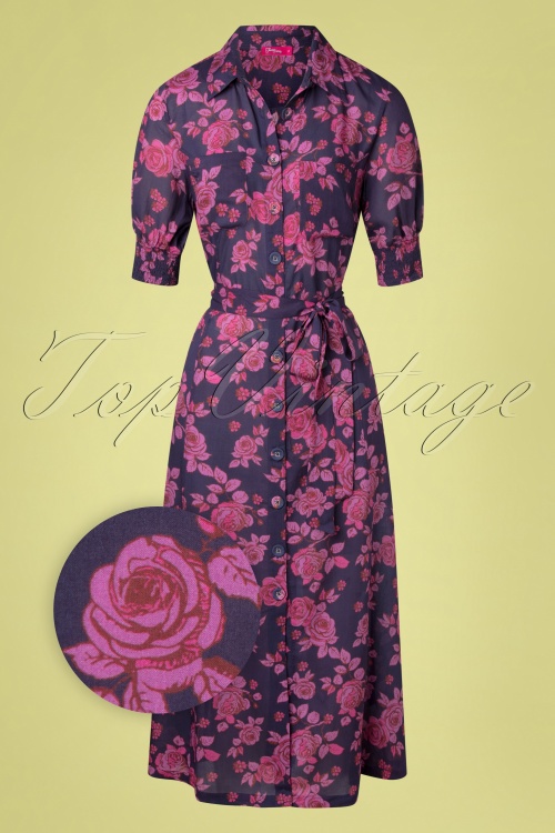 Tante Betsy - 60s Gemmi Mono Rose Maxi Dress in Purple 2