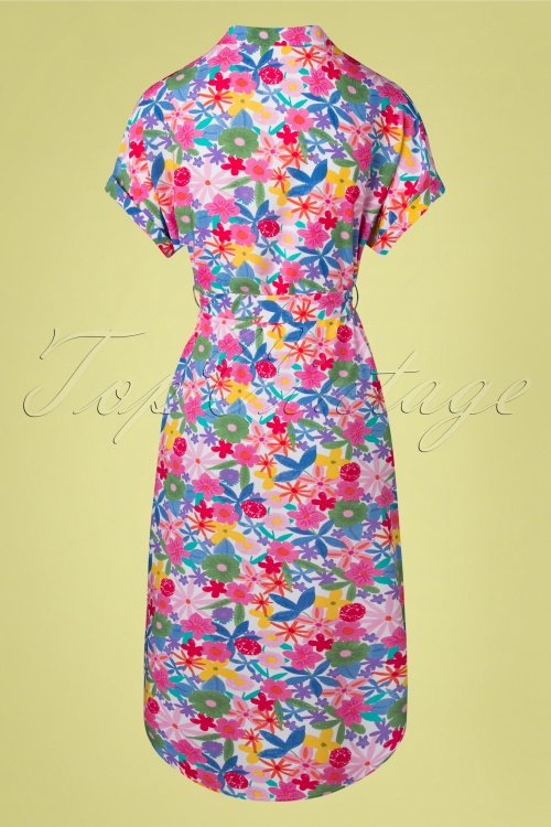Compania Fantastica - 60s Heather Floral Dress in Multi 2