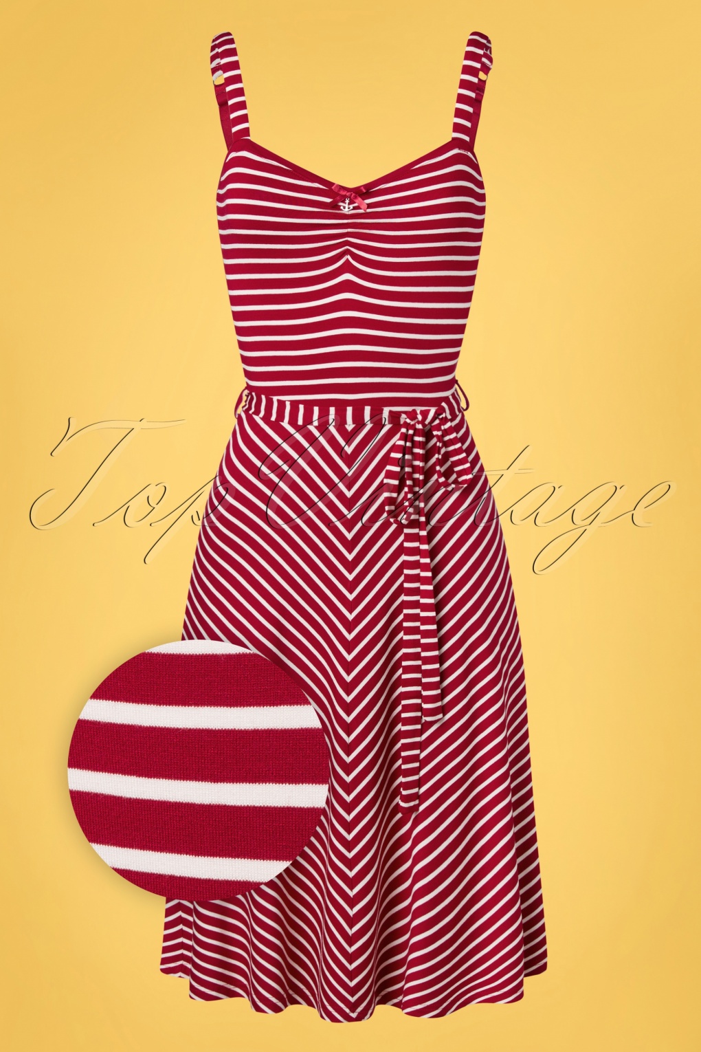 Feest Einde Uitgaven Vive Maria | 50s Summer Capri Stripes Dress in Red