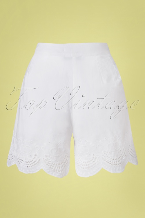 Md'M - 70s Emma Embroidered Shorts in White 2