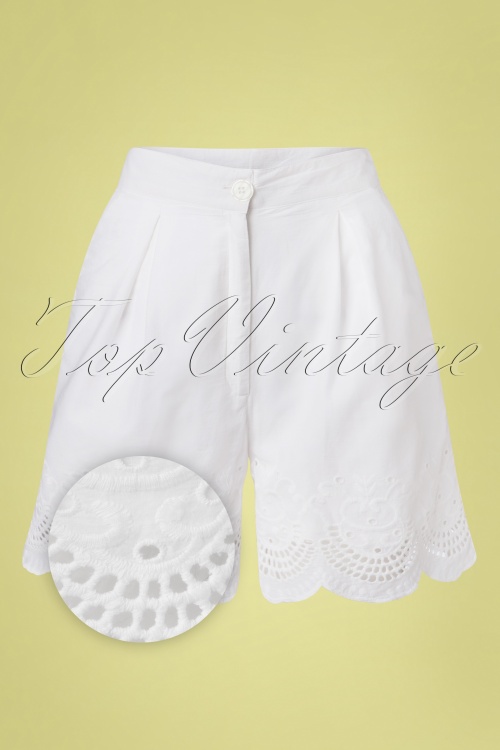 Md'M - 70s Emma Embroidered Shorts in White