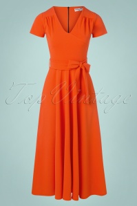 Vintage Chic for Topvintage - Yenna Midaxi jurk in oranje