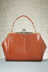 Kaytie - Vintage tas met Kisslock-sluiting en frame in bruin