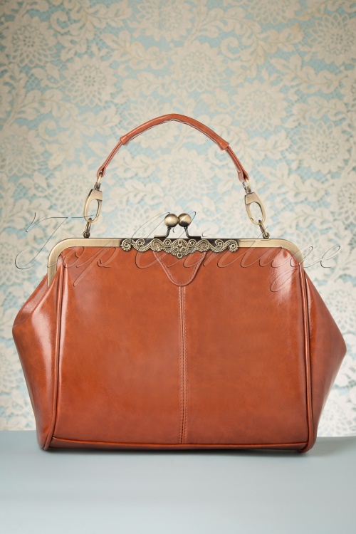 Kaytie - 20s Vintage Frame Kisslock Clasp Bag in Tan