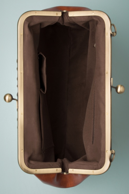 Kaytie - Vintage tas met Kisslock-sluiting en frame in bruin 4