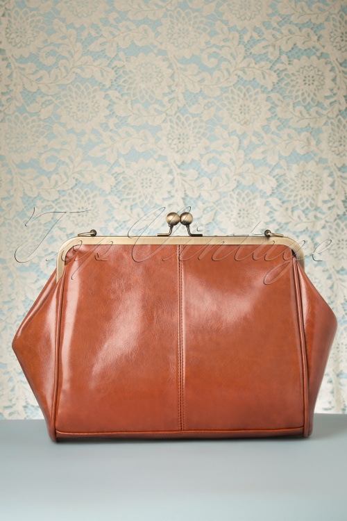 Kaytie - Vintage tas met Kisslock-sluiting en frame in bruin 6